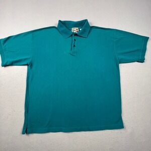Pacific Crest Polo Shirt Mens XL Teal Short Sleeve Cotton Pique Casual Outdoor